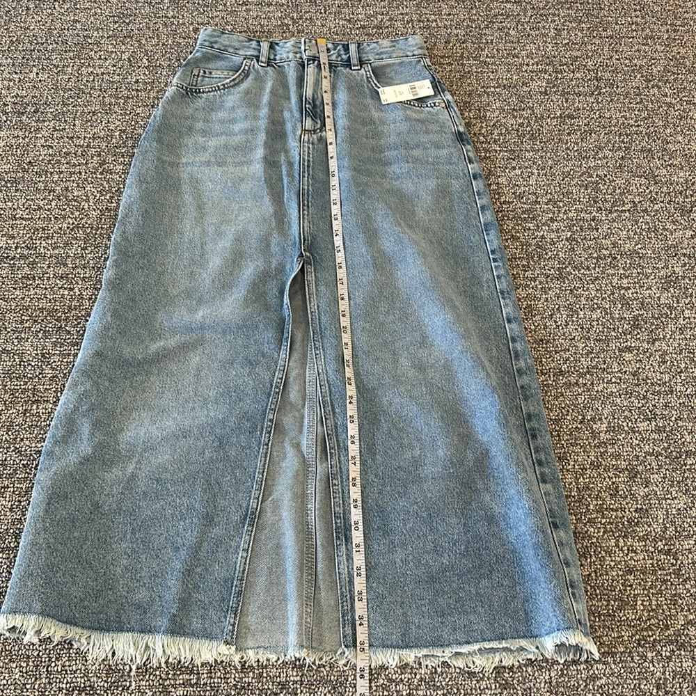 NWT Anthropologie Petite Pilcro The Madi Slit Front Denim Skirt Sz 6P - Picture 15 of 15